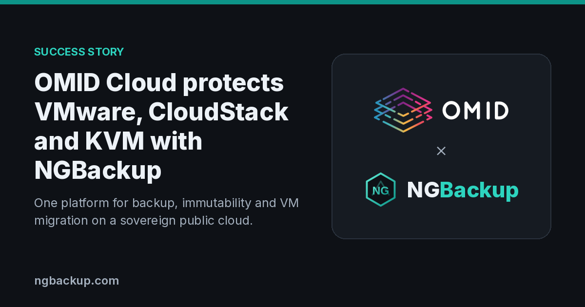 How OMID Cloud backs up and migrates VMware, CloudStack and KVM VMs with NGBackup